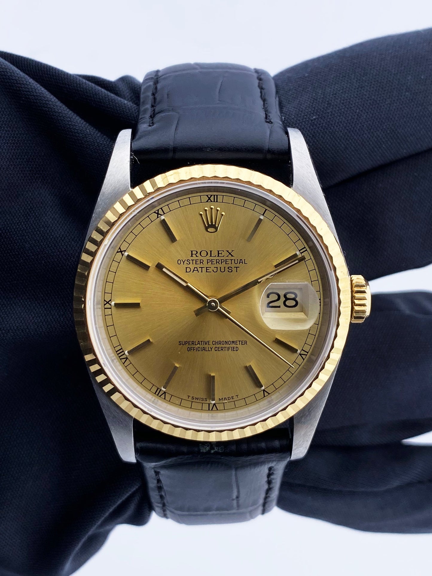 Rolex Datejust 16233 Champagne Dial Mens Watch - Virtual