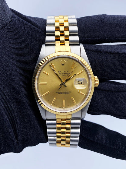 Rolex Datejust 16233 Champagne Dial Mens Watch - Wristwatch