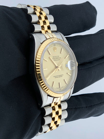 Rolex Datejust 16233 Champagne Dial Mens Watch Box Papers - Virtual