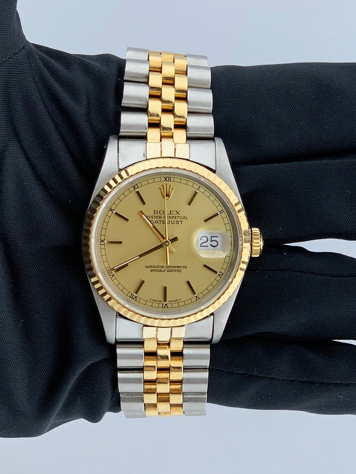 Rolex Datejust 16233 Champagne Dial Mens Watch Box Papers - Virtual