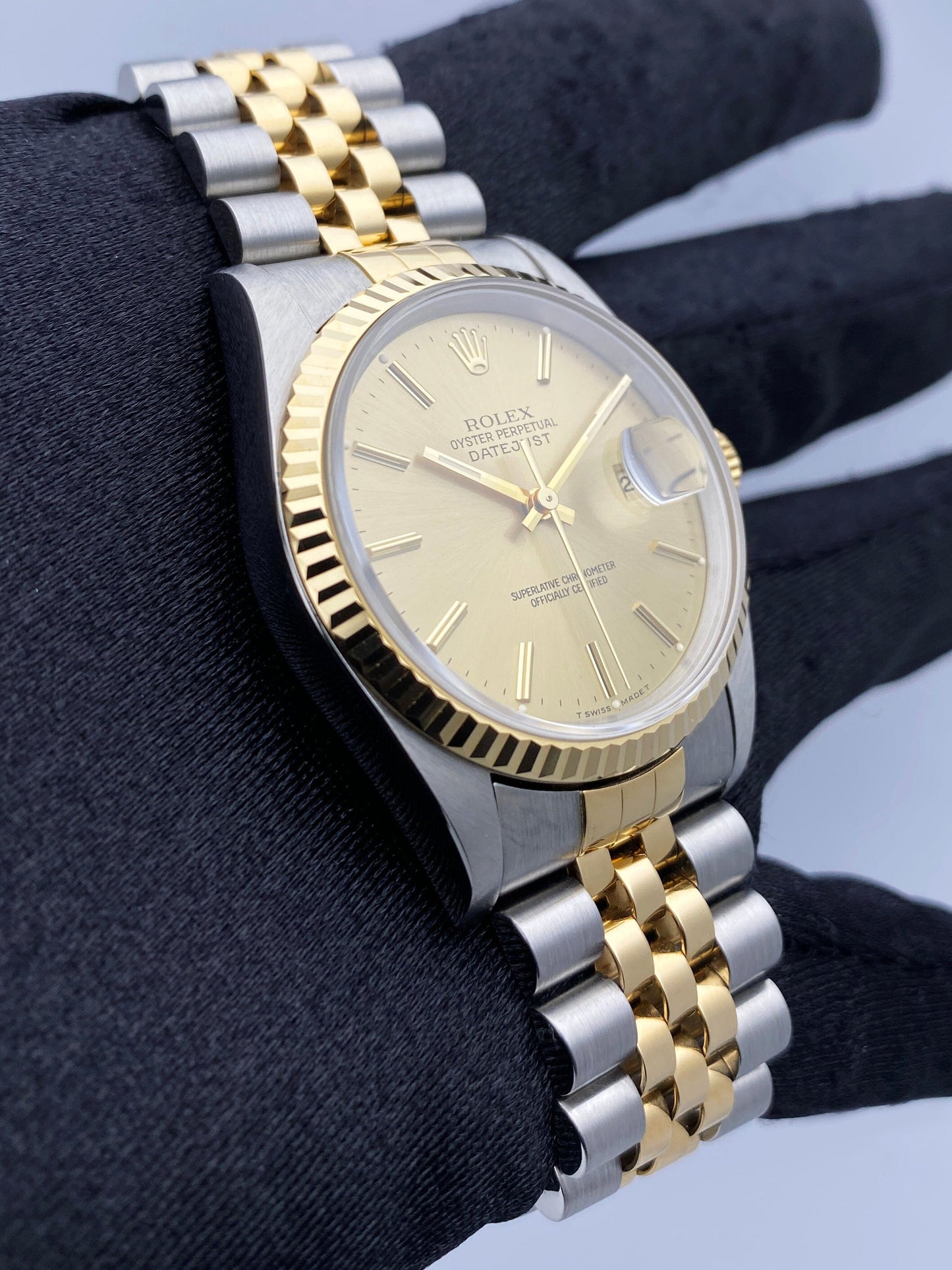 Rolex Datejust 16233 Champagne Dial Two Tone Mens Watch - Wristwatch