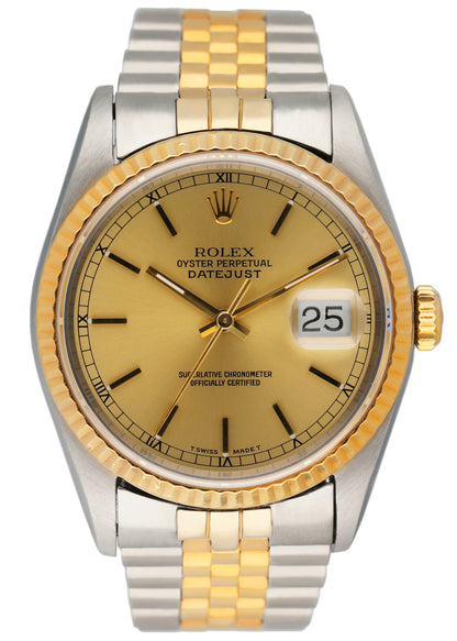 Rolex Datejust 16233 Champagne Dial Mens Watch Box Papers - Virtual