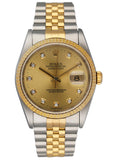 Rolex Datejust 16233 Diamond Dial Mens Watch Box Papers - Virtual