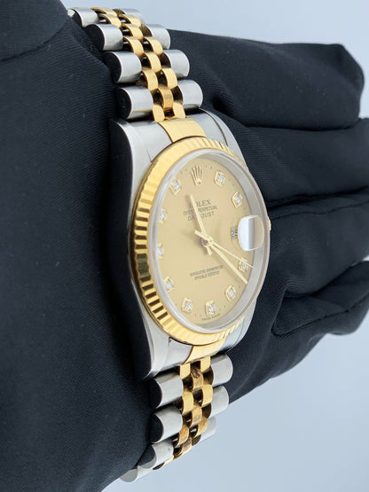 Rolex Datejust 16233 Diamond Dial Mens Watch Box Papers - Virtual