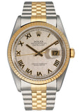 Rolex Datejust 16233 Ivory Pyramid Dial Mens Watch Box & Papers - Wristwatch