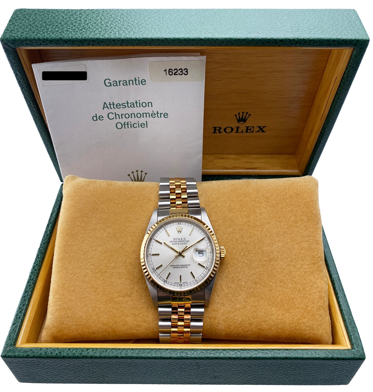 Rolex Datejust 16233 Silver Dial Mens Watch Box Papers - Wristwatch