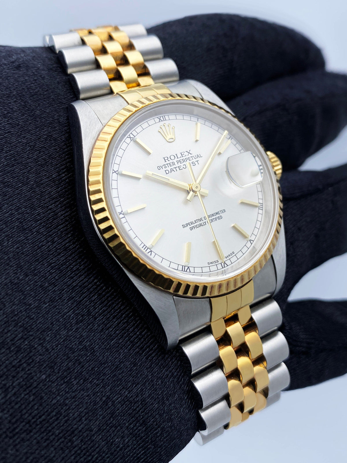 Rolex Datejust 16233 Silver Dial Mens Watch Box Papers - Wristwatch