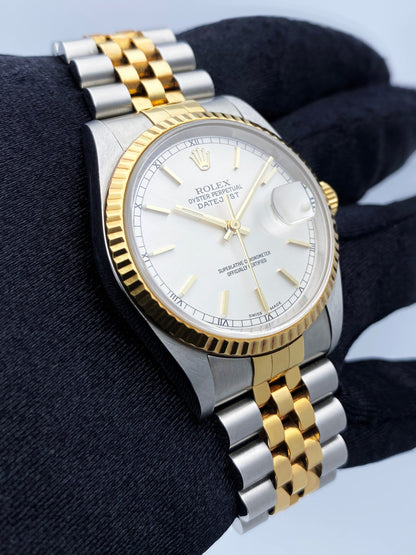 Rolex Datejust 16233 Silver Dial Mens Watch Box Papers - Wristwatch