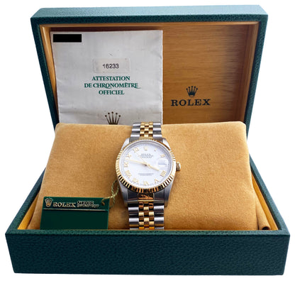 Rolex Datejust 16233 White Dial Mens Watch Box & Papers - Virtual