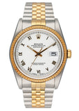 Rolex Datejust 16233 White Dial Two Tone Mens Watch - Wristwatch