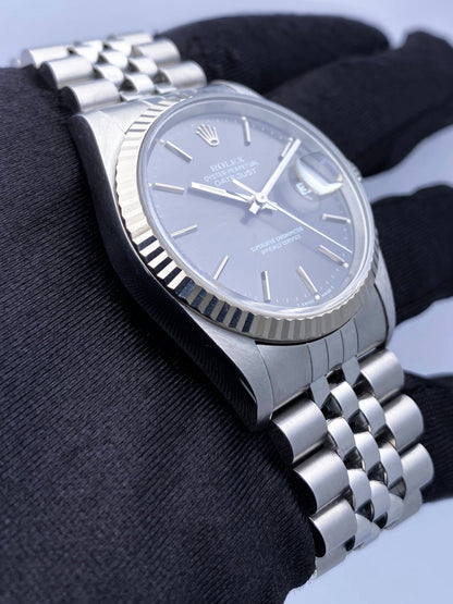 Rolex Datejust 16234 Gray Dial Mens Watch Box Papers