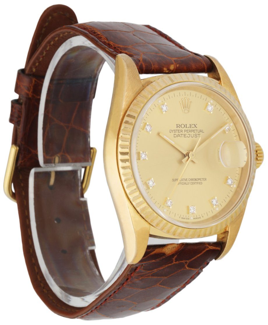 Rolex Datejust 16238 18k Yellow Gold Diamond Mens Watch - Wristwatch