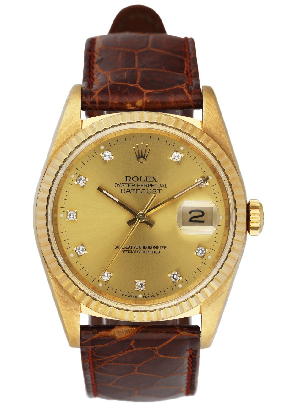 Rolex Datejust 16238 18k Yellow Gold Diamond Mens Watch - Wristwatch