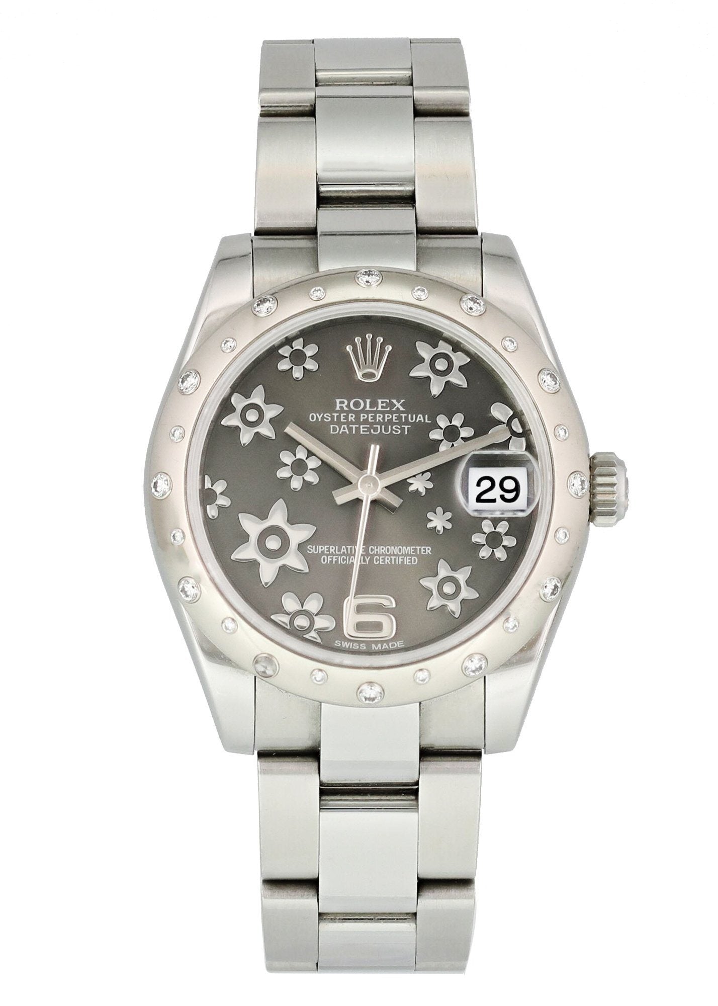Rolex Datejust 178344 Diamond Bezel Rhodium Dial Midsize Ladies Watch - Virtual