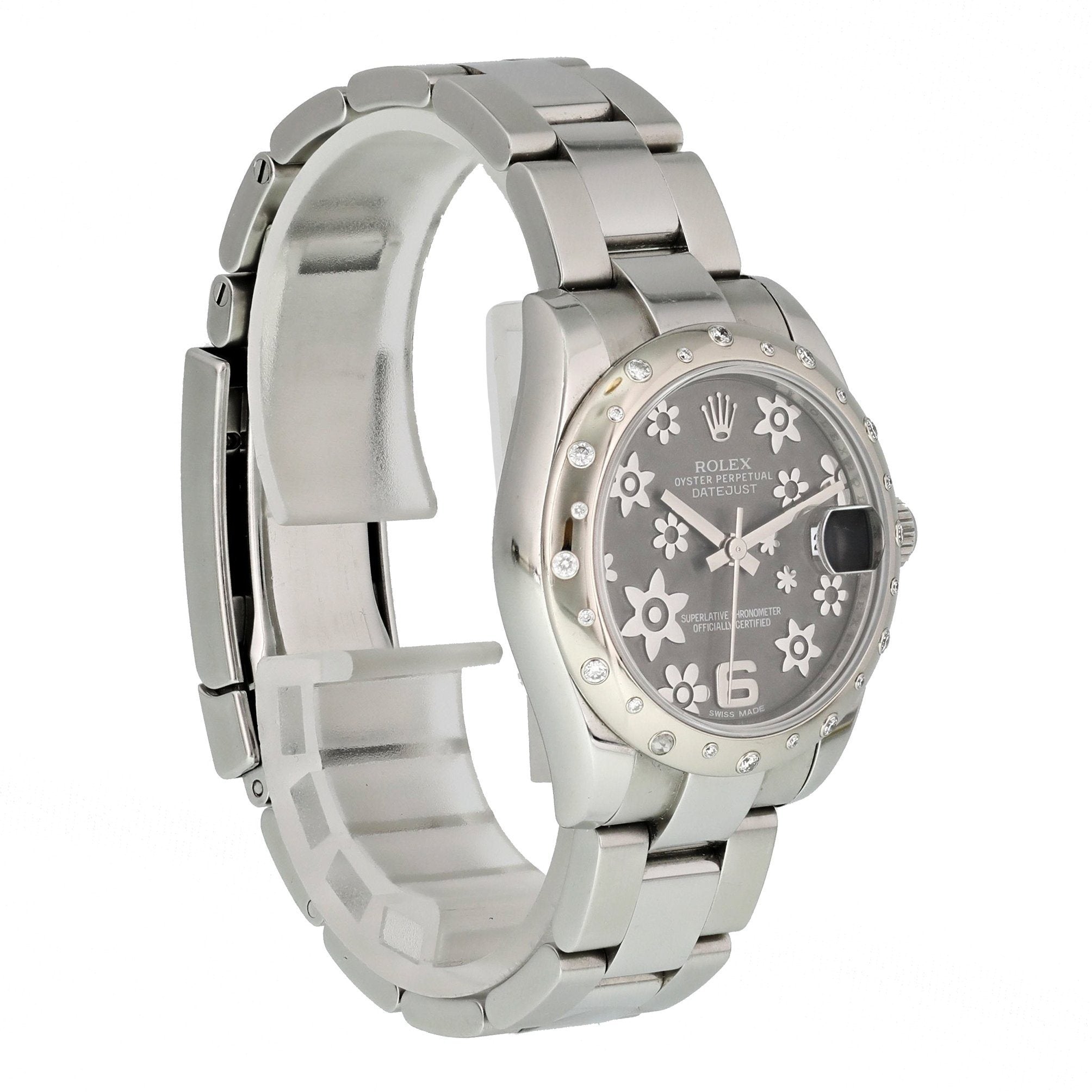 Rolex Datejust 178344 Diamond Bezel Rhodium Dial Midsize