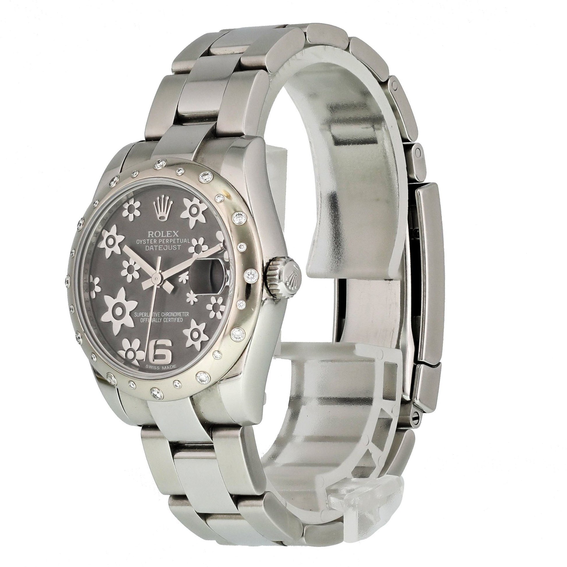 Rolex Datejust 178344 Diamond Bezel Rhodium Dial Midsize Ladies Watch - Virtual