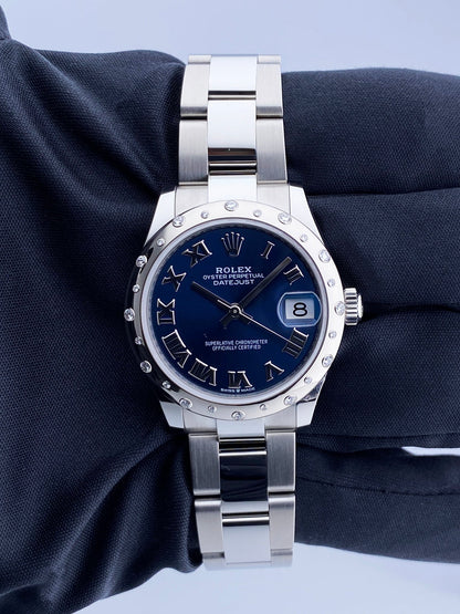 Rolex Datejust 278344RBR Diamond Blue Dial Ladies Watch Box Papers