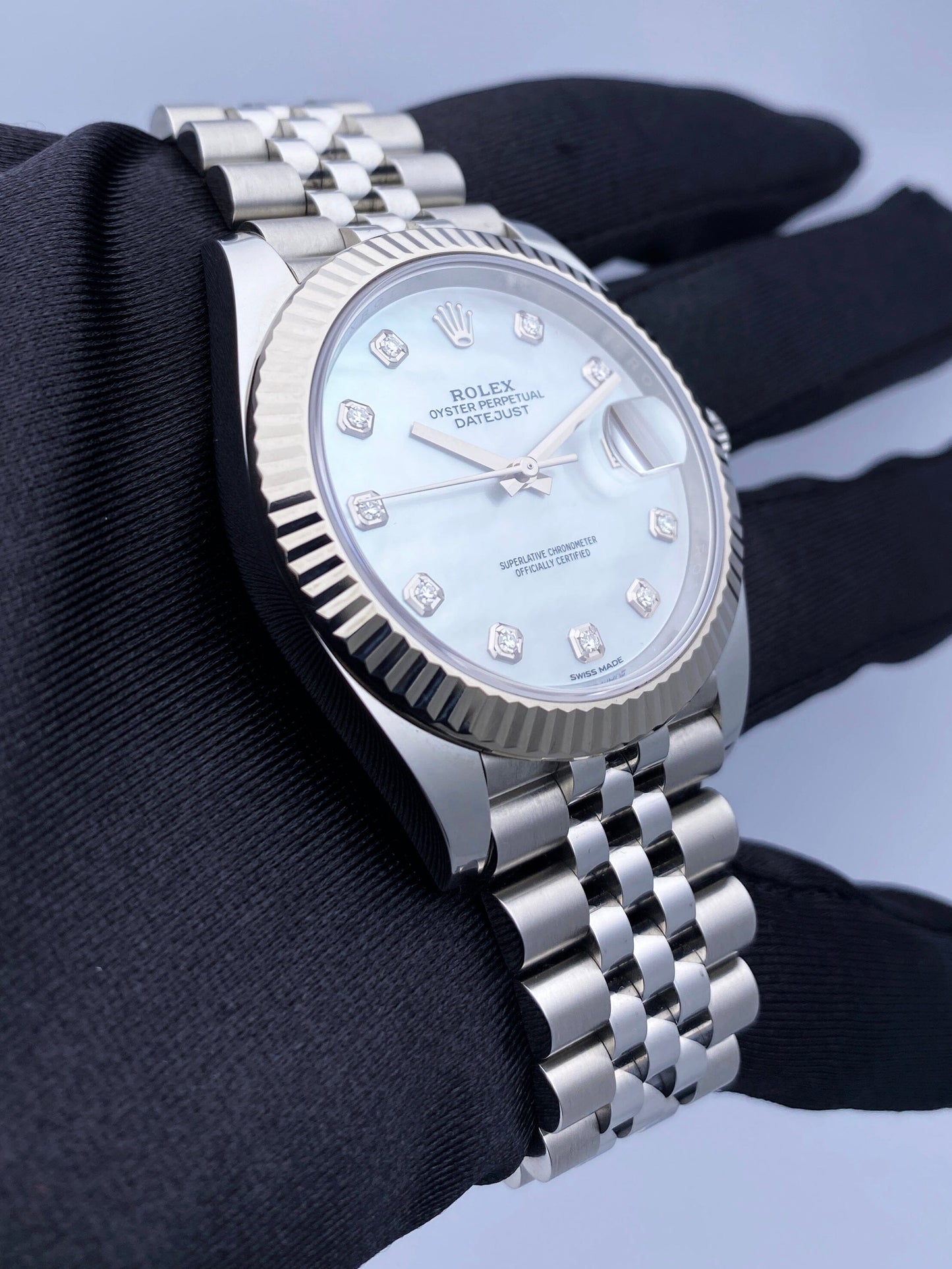 Rolex Datejust 41 126334 MOP Diamond Dial Mens Watch Box Papers
