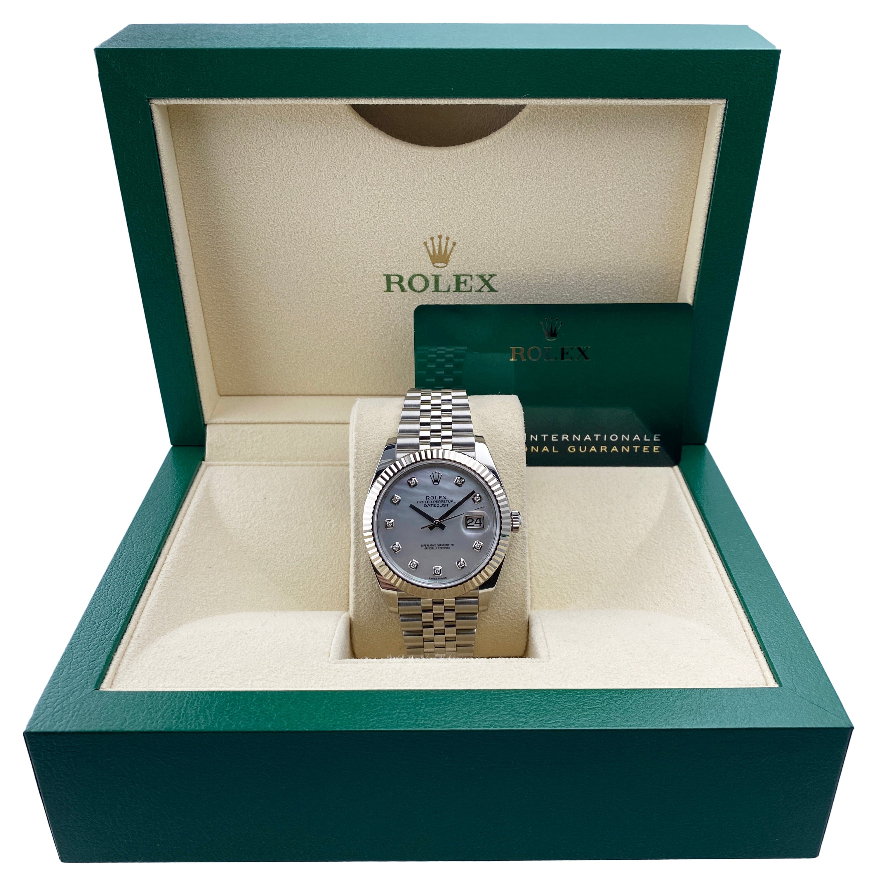Rolex Datejust 41 126334 MOP Diamond Dial Mens Watch Box Papers