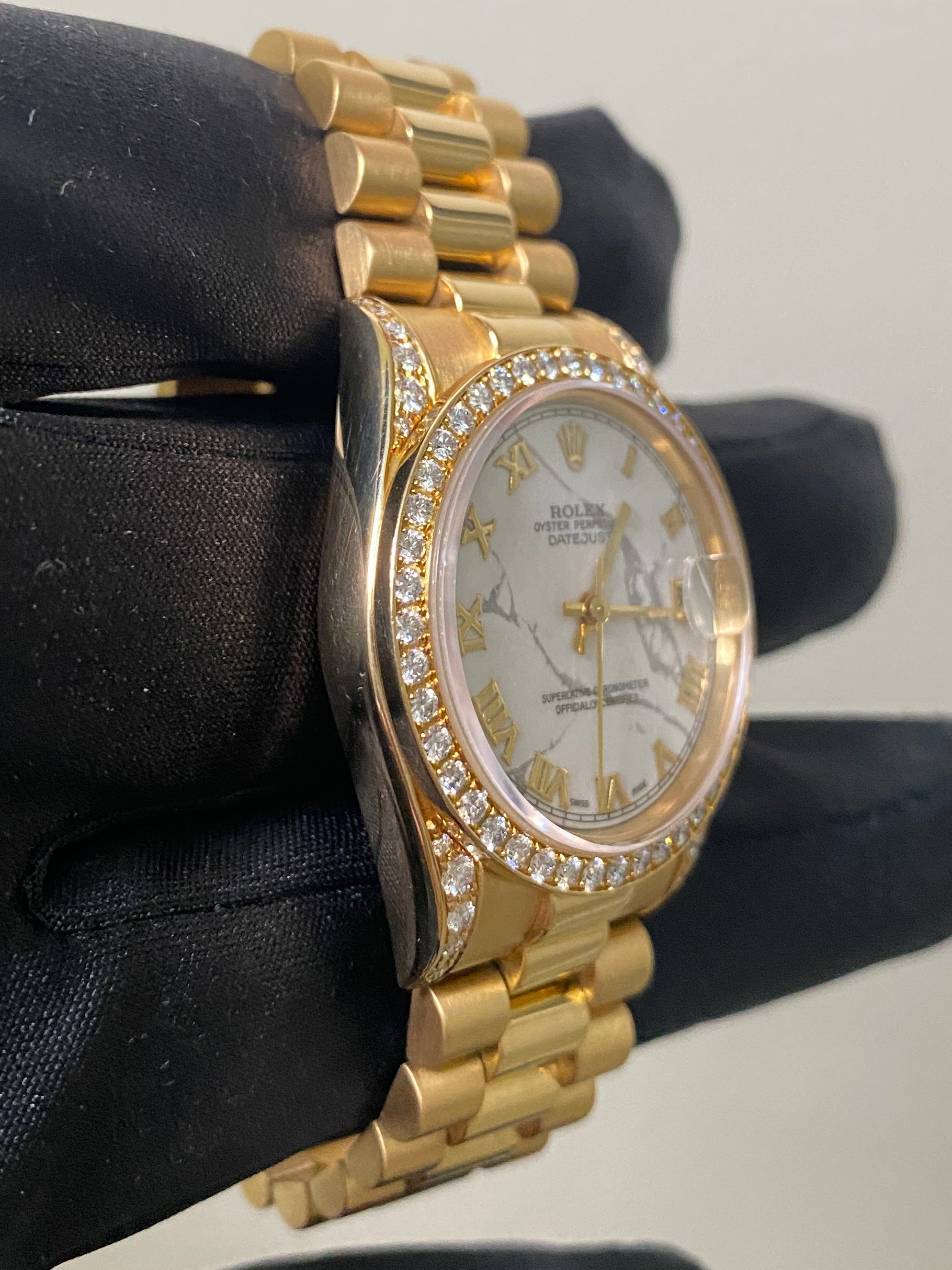 Rolex Datejust 68158 President Marble Dial Ladies Watch - Wristwatch