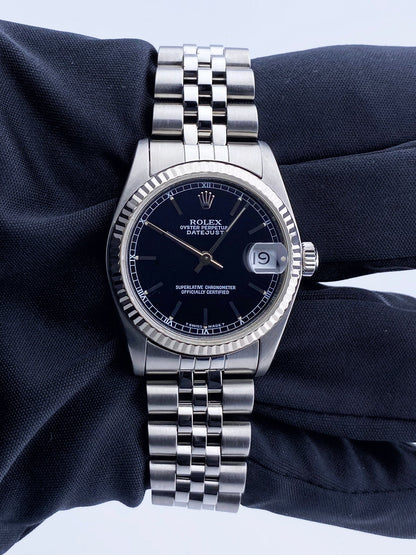 Rolex Datejust 68274 Black Dial Midsize Ladies Watch - Virtual