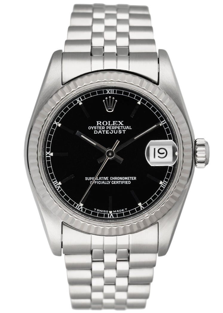 Rolex Datejust 68274 Black Dial Midsize Ladies Watch - Virtual