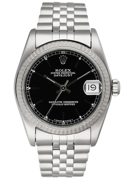 Rolex Datejust 68274 Black Dial Midsize Ladies Watch - Virtual