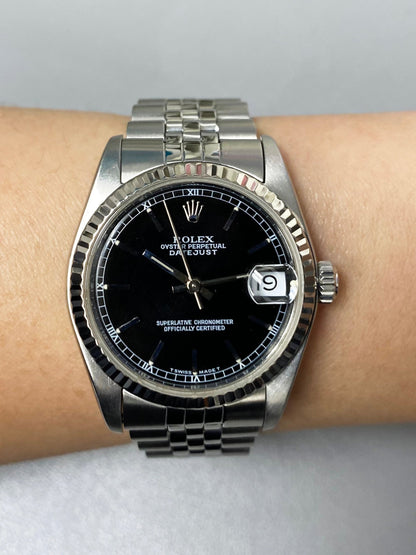 Rolex Datejust 68274 Black Dial Midsize Ladies Watch - Virtual