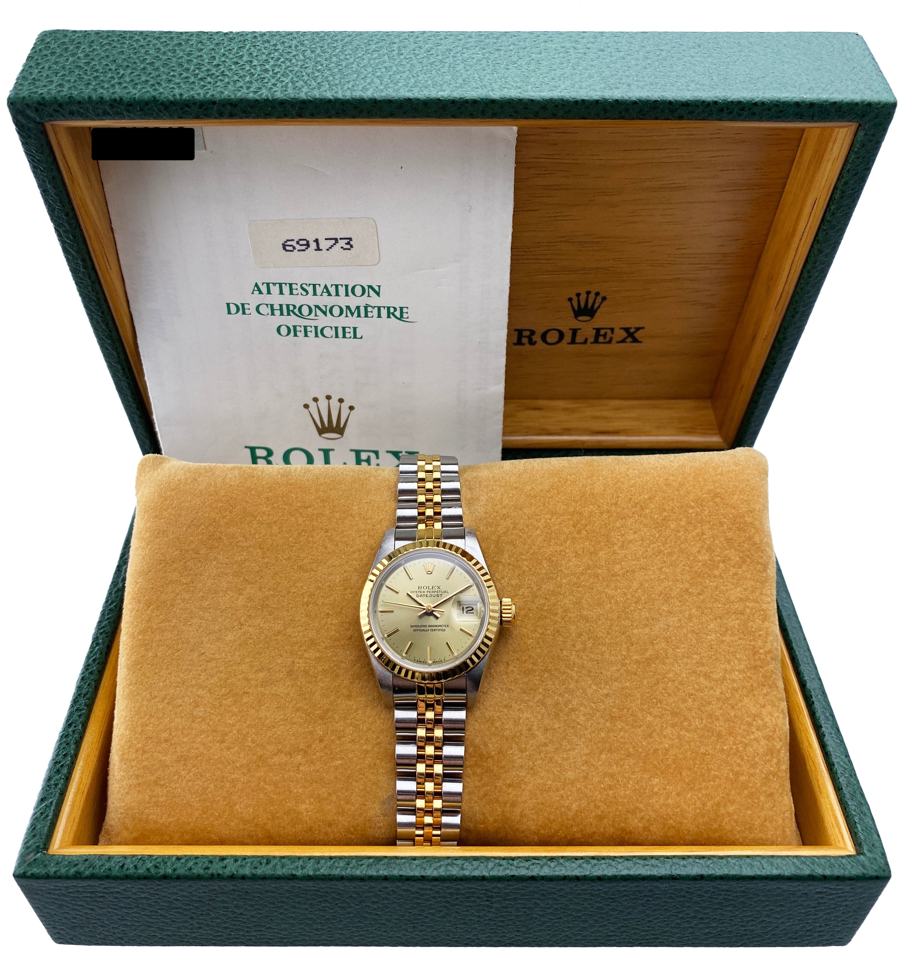 ROLEX 時計箱 Rolex Datejust 69173 Champagne Dial Ladies Watch Box Papers – Phigora