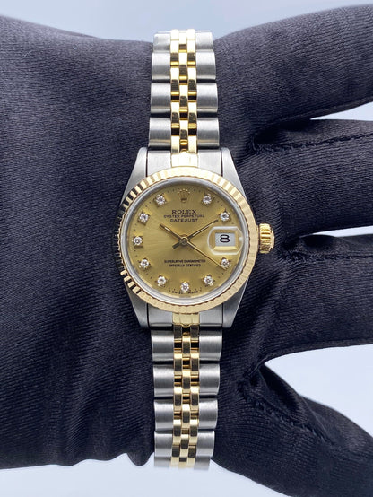 Rolex Datejust 69173 Diamond Champagne Dial Ladies Watch