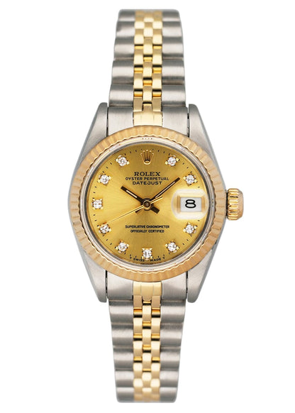 Rolex Datejust 69173 Diamond Champagne Dial Ladies Watch