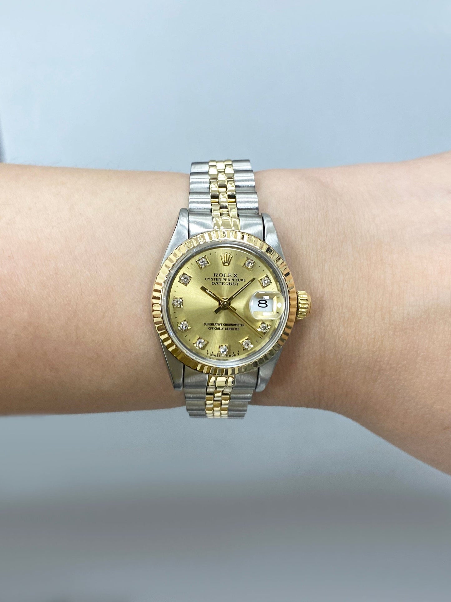 Rolex Datejust 69173 Diamond Champagne Dial Ladies Watch