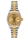 Rolex Datejust 69173 Diamond Champagne Dial Ladies Watch Box Papers - Watches