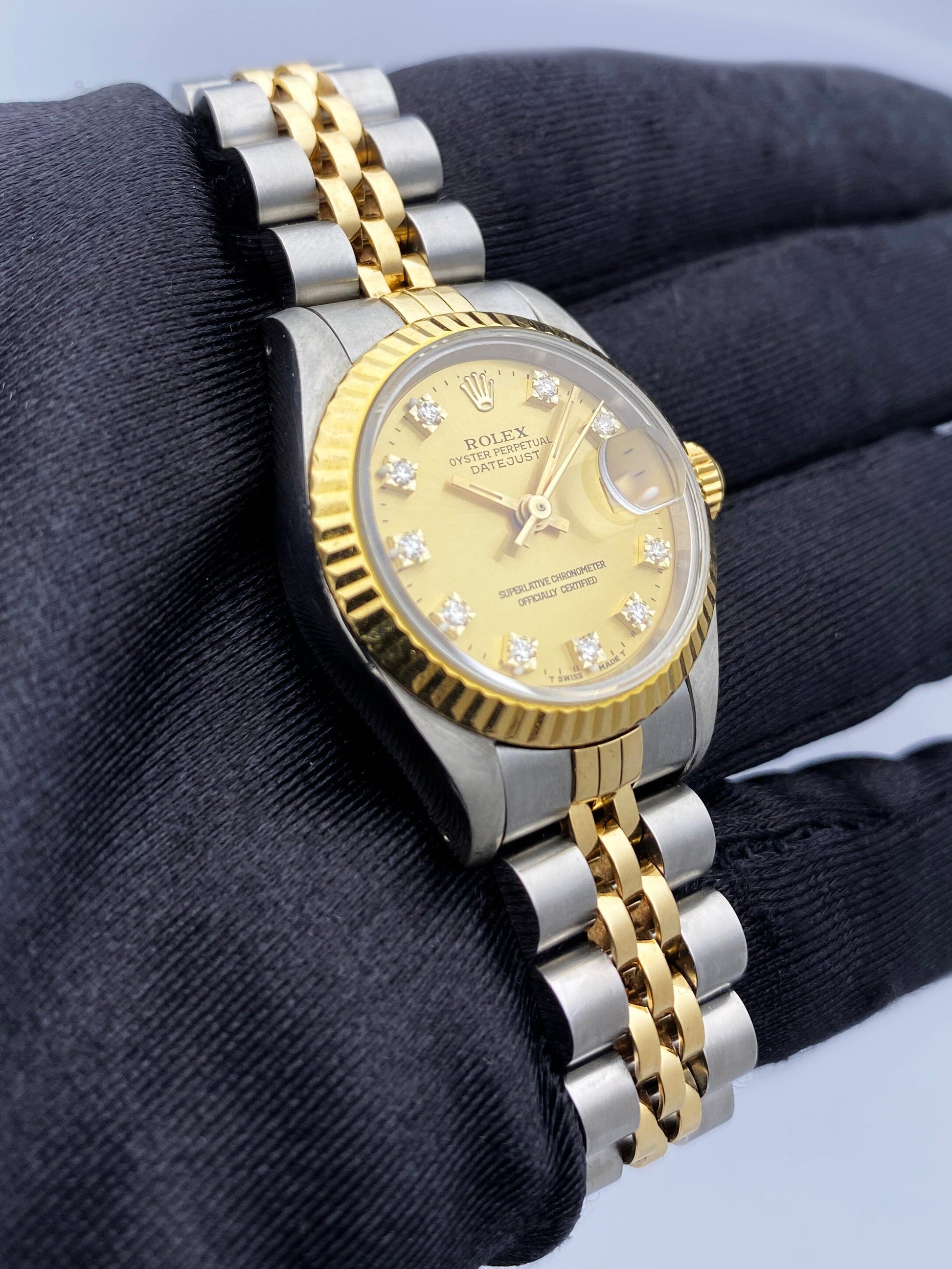 Rolex Datejust 69173 Diamond Champagne Dial Ladies Watch Box Papers - Watches
