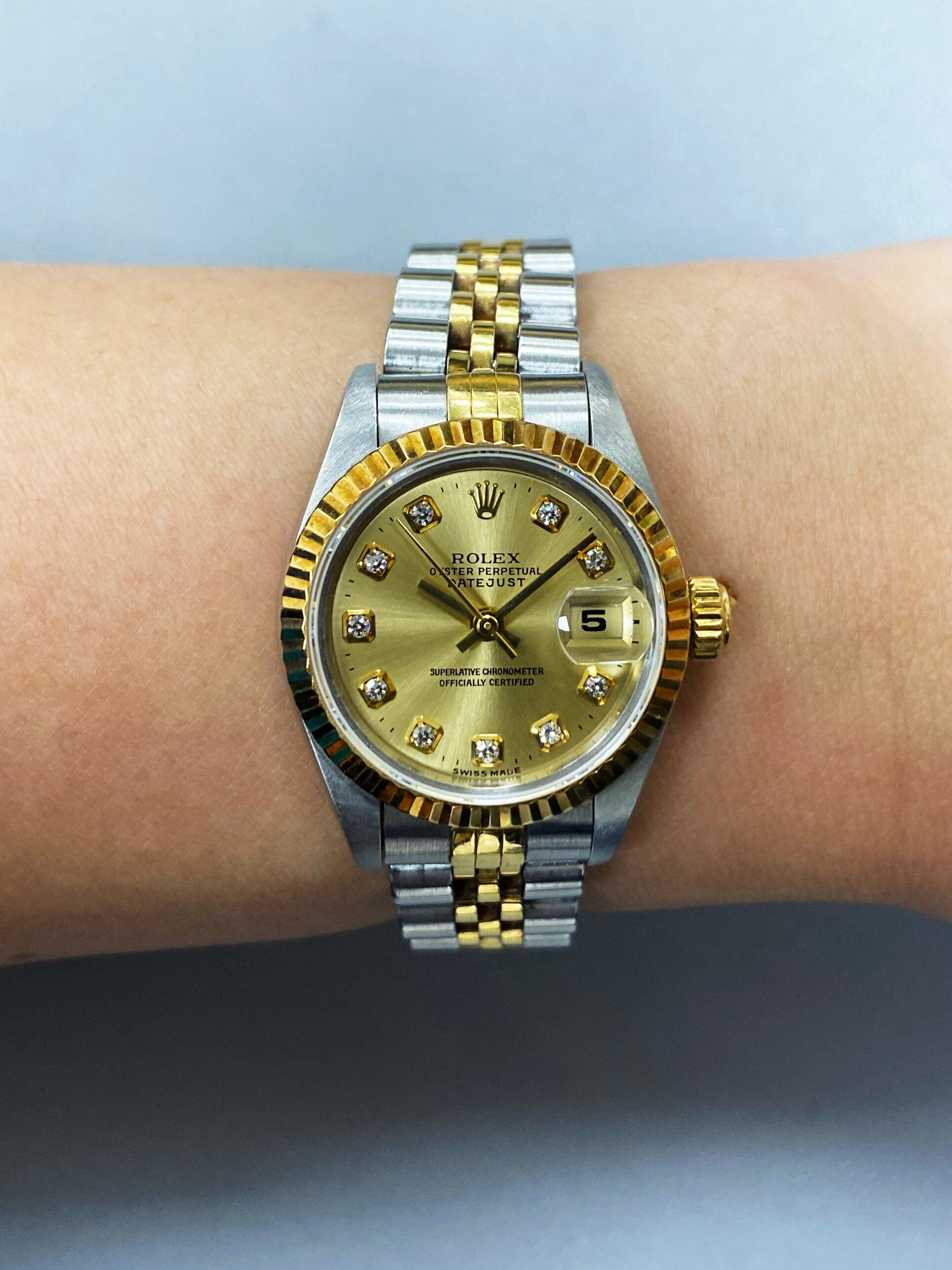 Rolex Datejust 69173 Diamond Dial Ladies Watch Box Papers