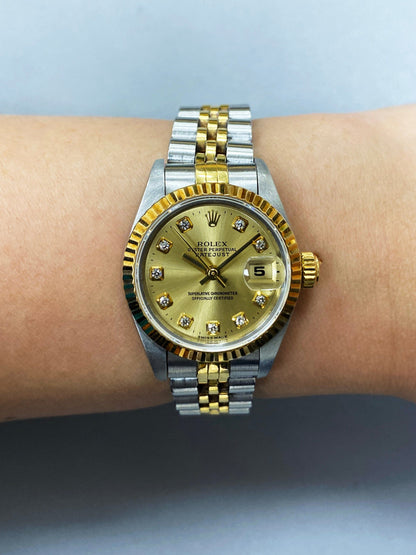 Rolex Datejust 69173 Diamond Dial Ladies Watch Box Papers