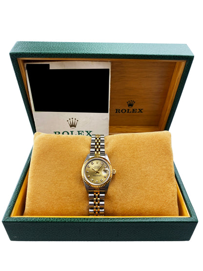 Rolex Datejust 69173 Diamond Dial Ladies Watch Box Papers