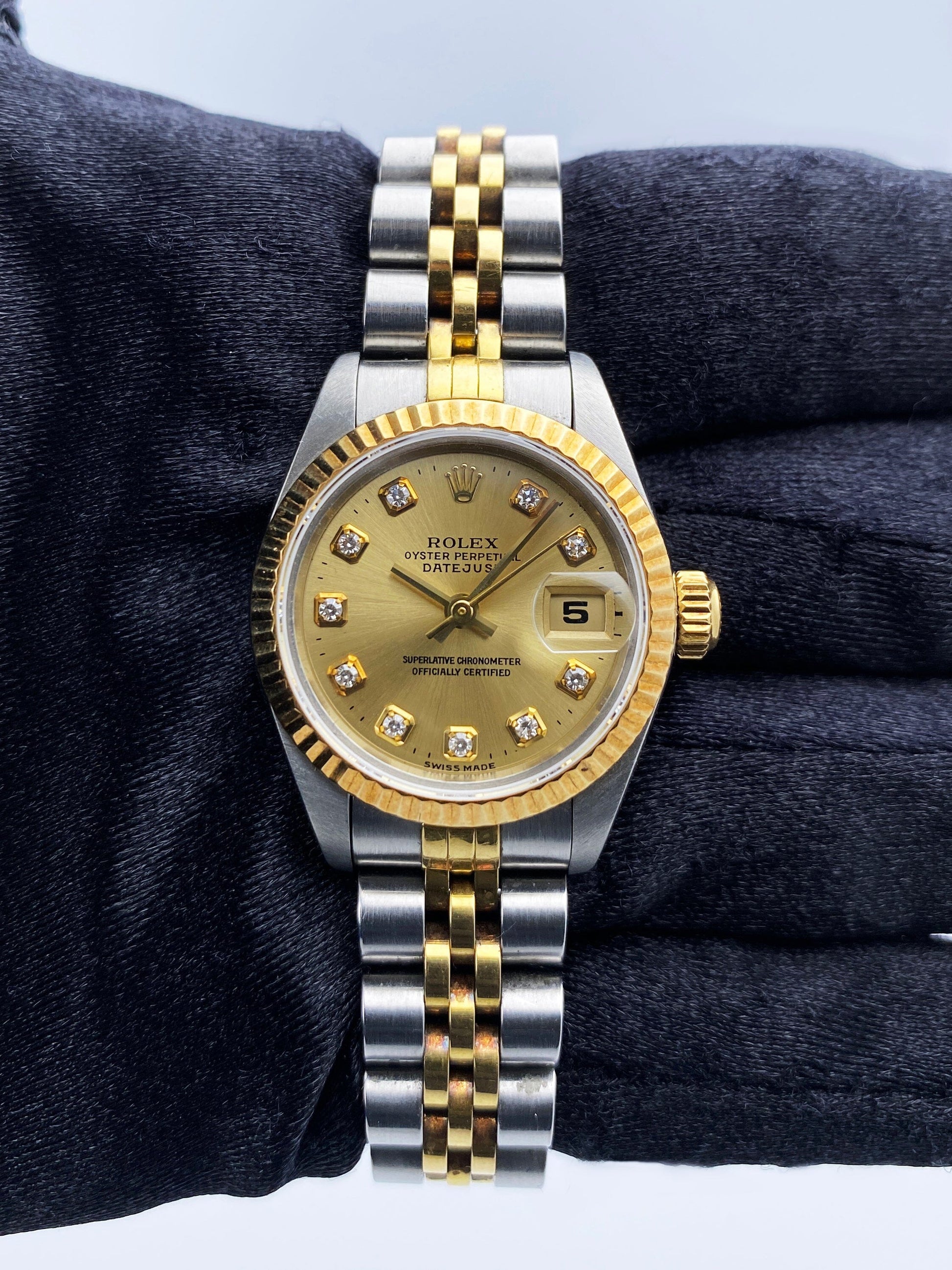 Rolex Datejust 69173 Diamond Dial Ladies Watch Box Papers