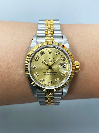 Rolex Datejust 69173 Diamond Dial Ladies Watch Box & Papers - Virtual