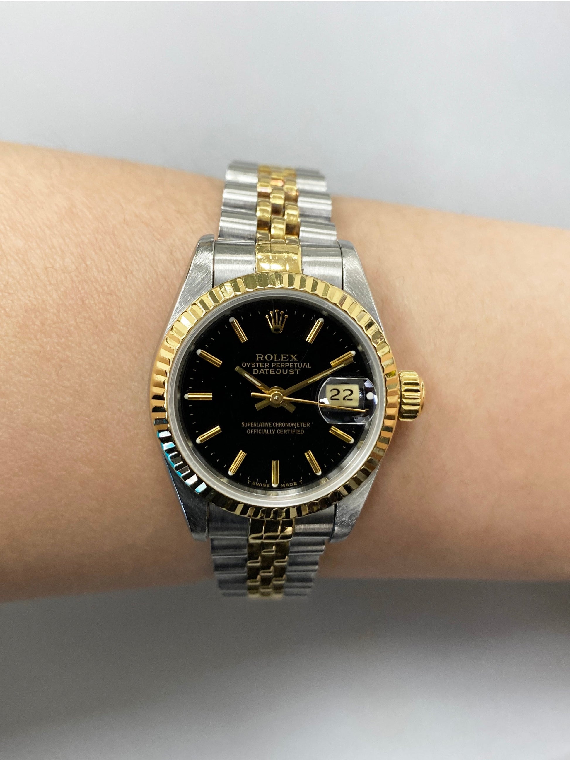 Rolex Datejust 69173 Black Dial Ladies Watch Box & Papers - Wristwatch