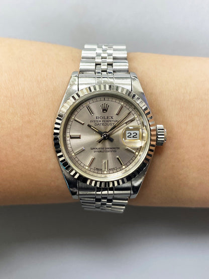 Rolex Datejust 69174 Sliver Dial Ladies Watch Box & Papers - v