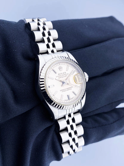 Rolex Datejust 69174 Sliver Dial Ladies Watch Box & Papers - v