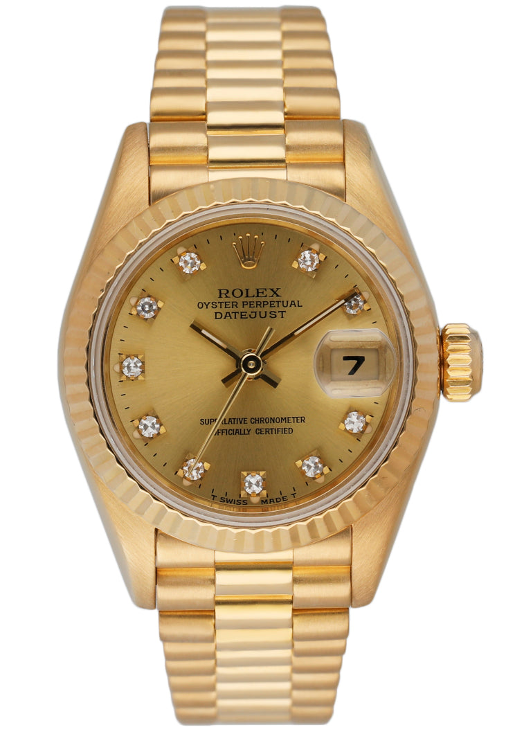 Rolex Datejust 69178 18K Yellow Gold Diamond Dial Ladies Watch - Virtual