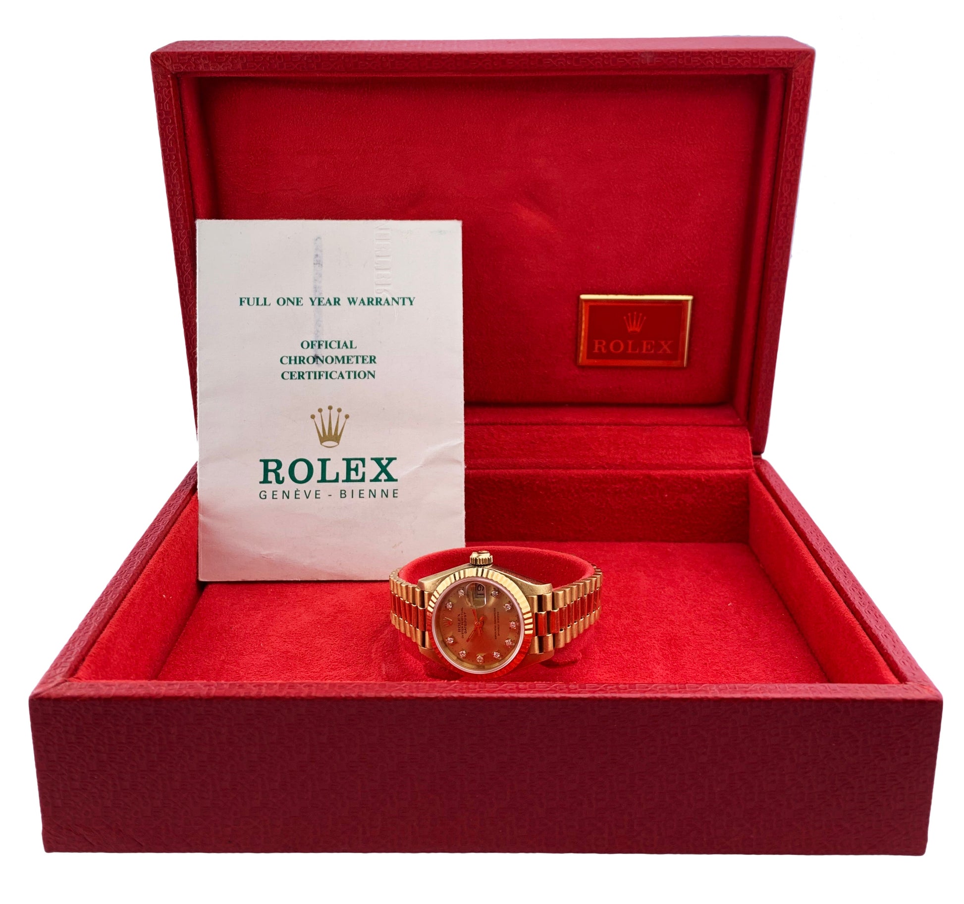Rolex Datejust 69178 18K Yellow Gold Diamond Dial Ladies Watch Box&Papers