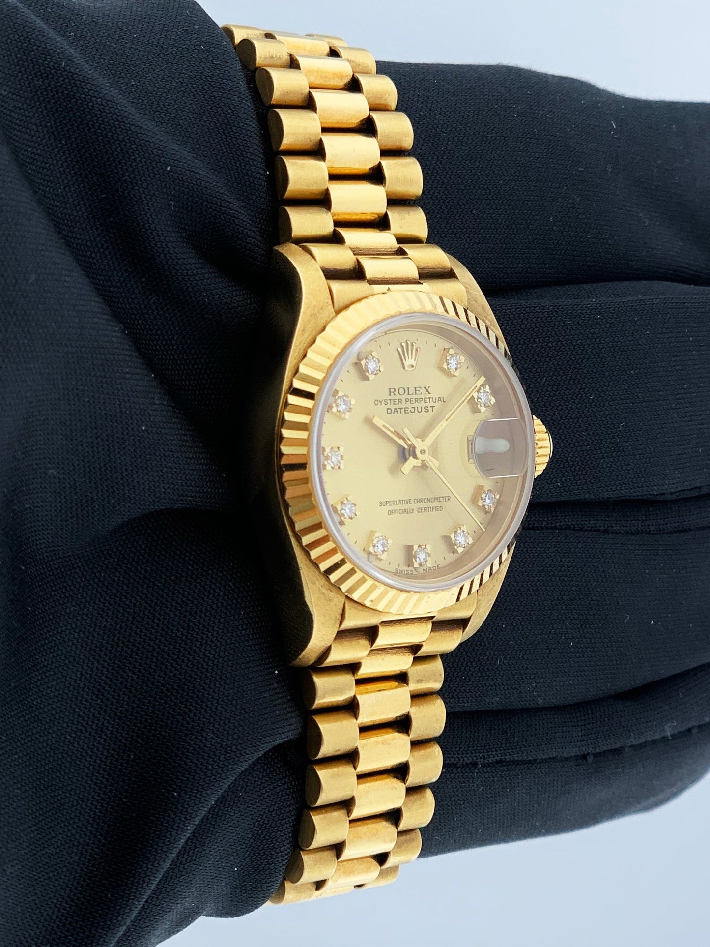 Rolex Datejust 69178 18K Yellow Gold Diamond Dial Ladies Watch Box&Papers