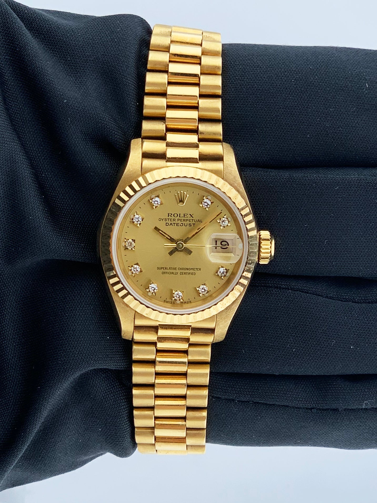 Rolex Datejust 69178 18K Yellow Gold Diamond Dial Ladies Watch Box&Papers