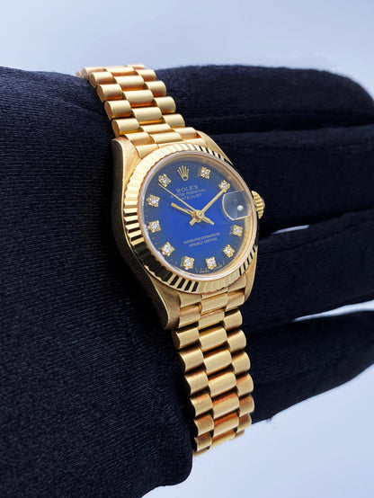 Rolex Datejust 69178 Blue Dial Ladies Watch Box Papers