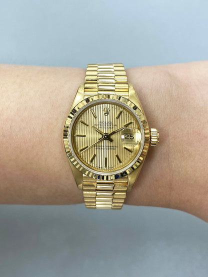 Rolex Datejust 69178 Champagne Linen Dial 18K Yellow Gold Ladies Watch