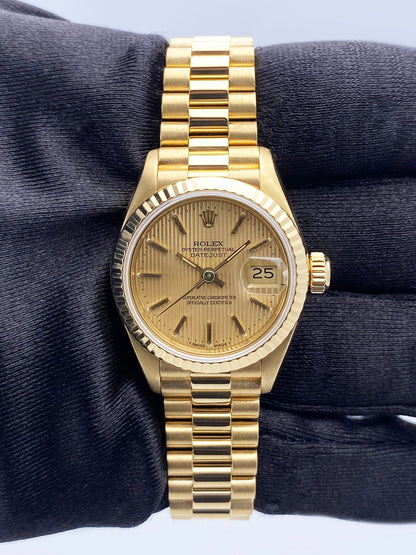 Rolex Datejust 69178 Champagne Linen Dial 18K Yellow Gold Ladies Watch