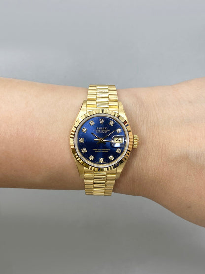 Rolex Datejust 69178 Diamond Blue Dial Ladies Watch Box Papers